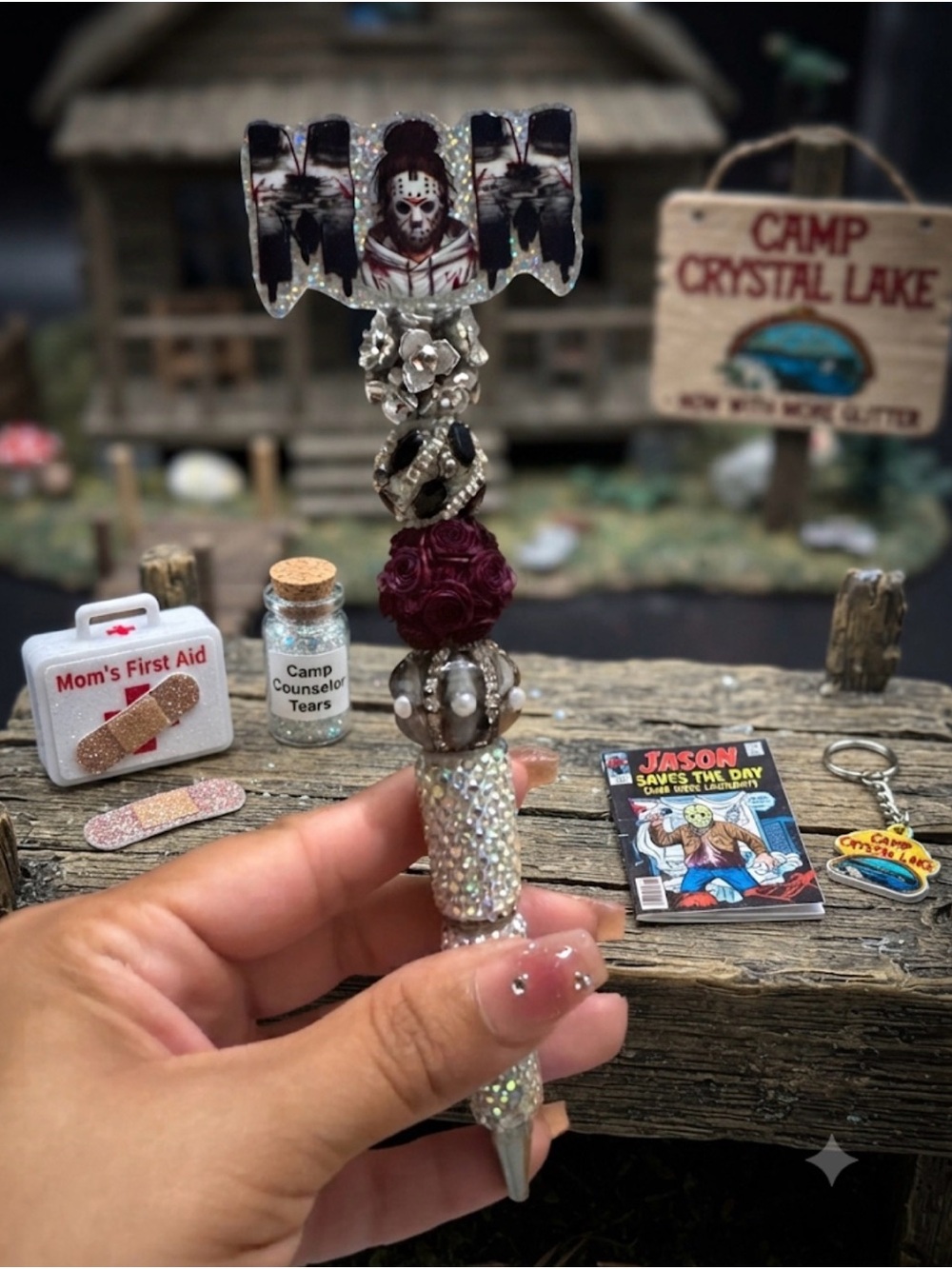 Custom pen  Rhinestone Pen - Burgundy & Silver